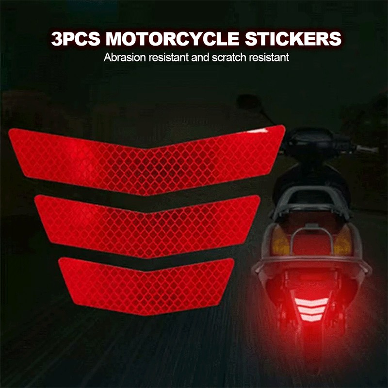 3Pcs Reflective Stickers Fluorescent Motorcycle Bicycle Reflector ...