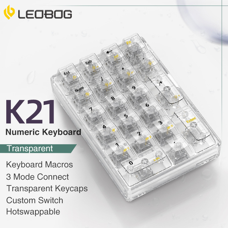 in stock LEOBOG K21 Bluetooth Number Pad Mechanical Numeric Keypad 21 ...
