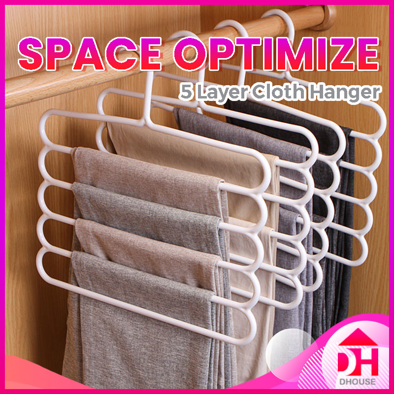 5 Layers Clothes Hanger Storage Drying Towel Skirt Jean Scarf Wardrobe ...