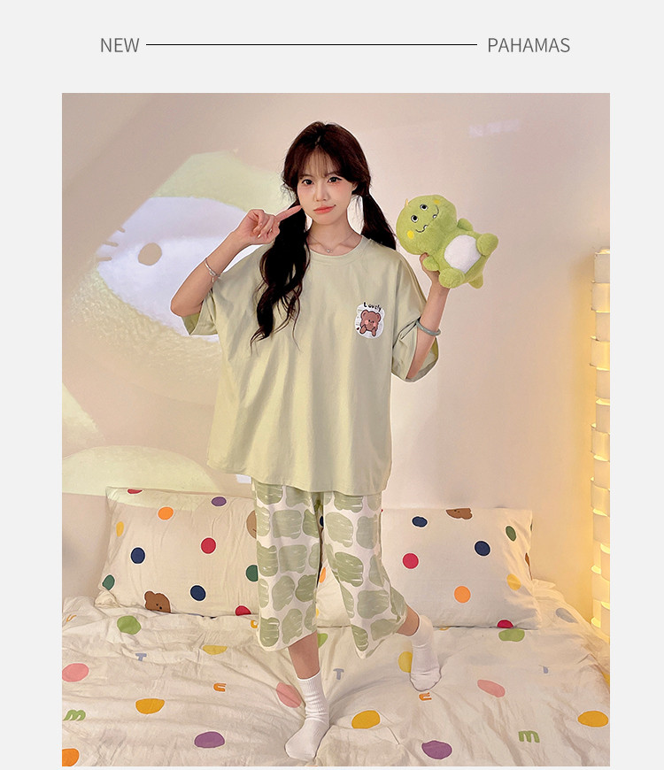 Padded Pyjamas Women Modal Cotton Pajamas Set Short Sleeve 3/4 Length ...