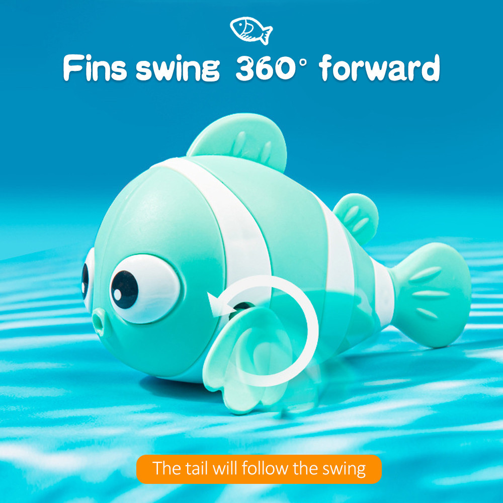 LAKOE Baby Bath Toy Swing Up Clown Fish Kids Bath Toys Fish Clockwork ...