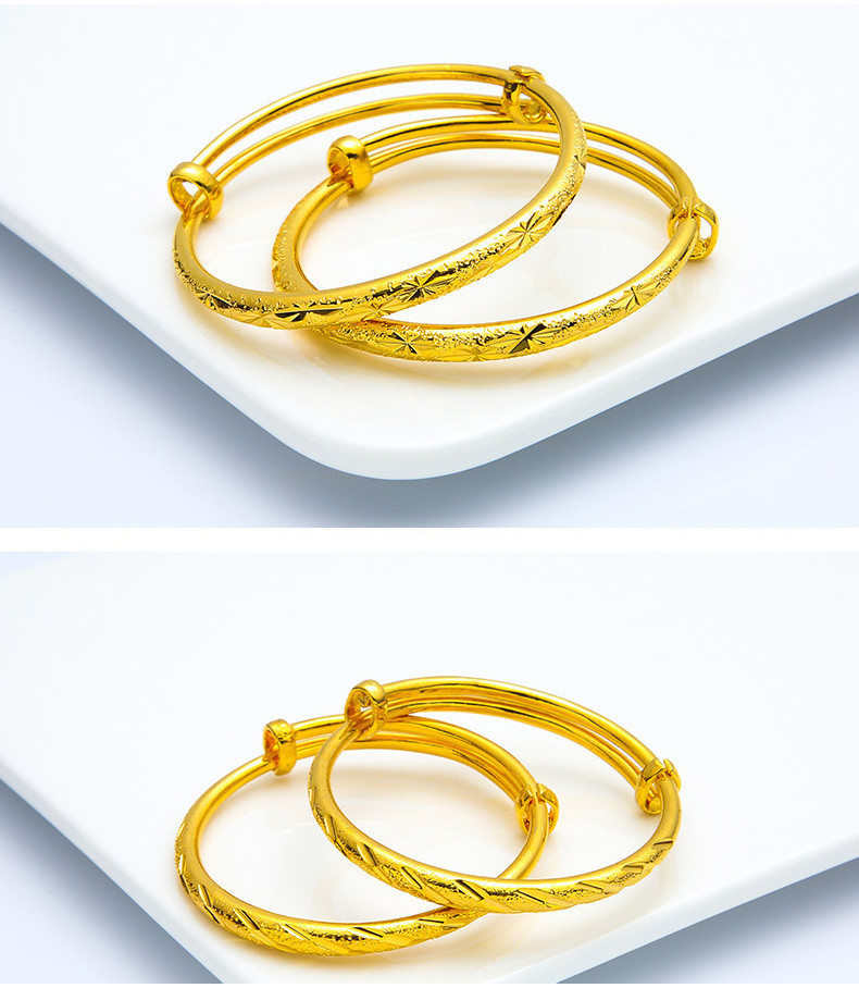 916 Golden Plated Kids Bangle Adjusted Babies Bells Meteor Shower ...