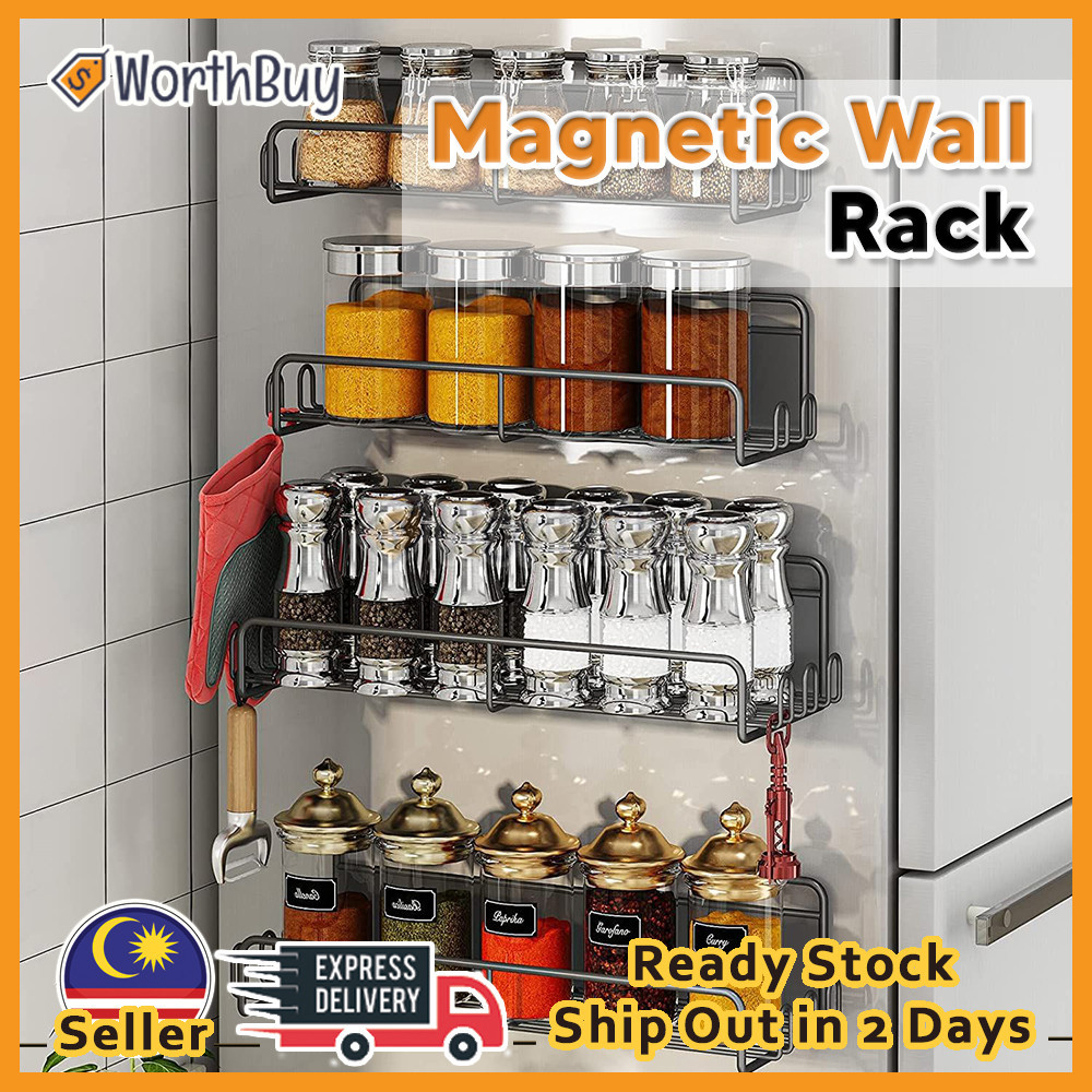 [2 in 1] Worthbuy Magnetic Refrigerator Rack Spice Rack Kitchen ...