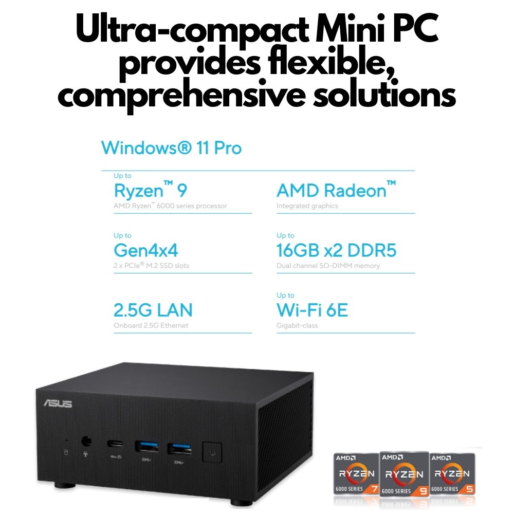 ASUS ExpertCenter PN53 Ultra-compact Barebone Mini PC - AMD Ryzen 6000H ...