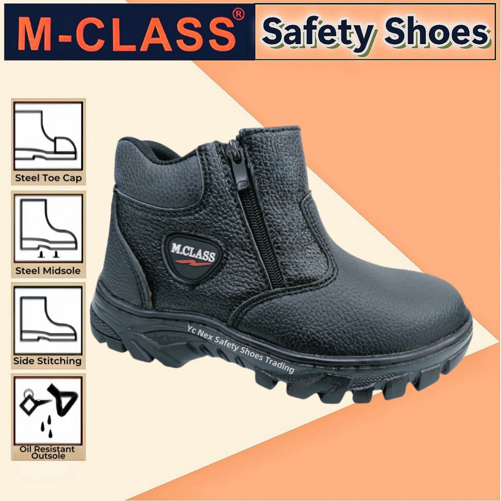 SAFETY SHOES SAFETY BOOTS ZIP ON Mid Cut Steel Toe Cap 126 Shopee Singapore