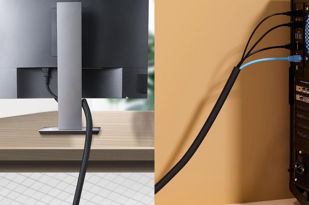 [WM] Self-wrapping Cable Cover Cable Management Sleeve 2m Braided Cable ...