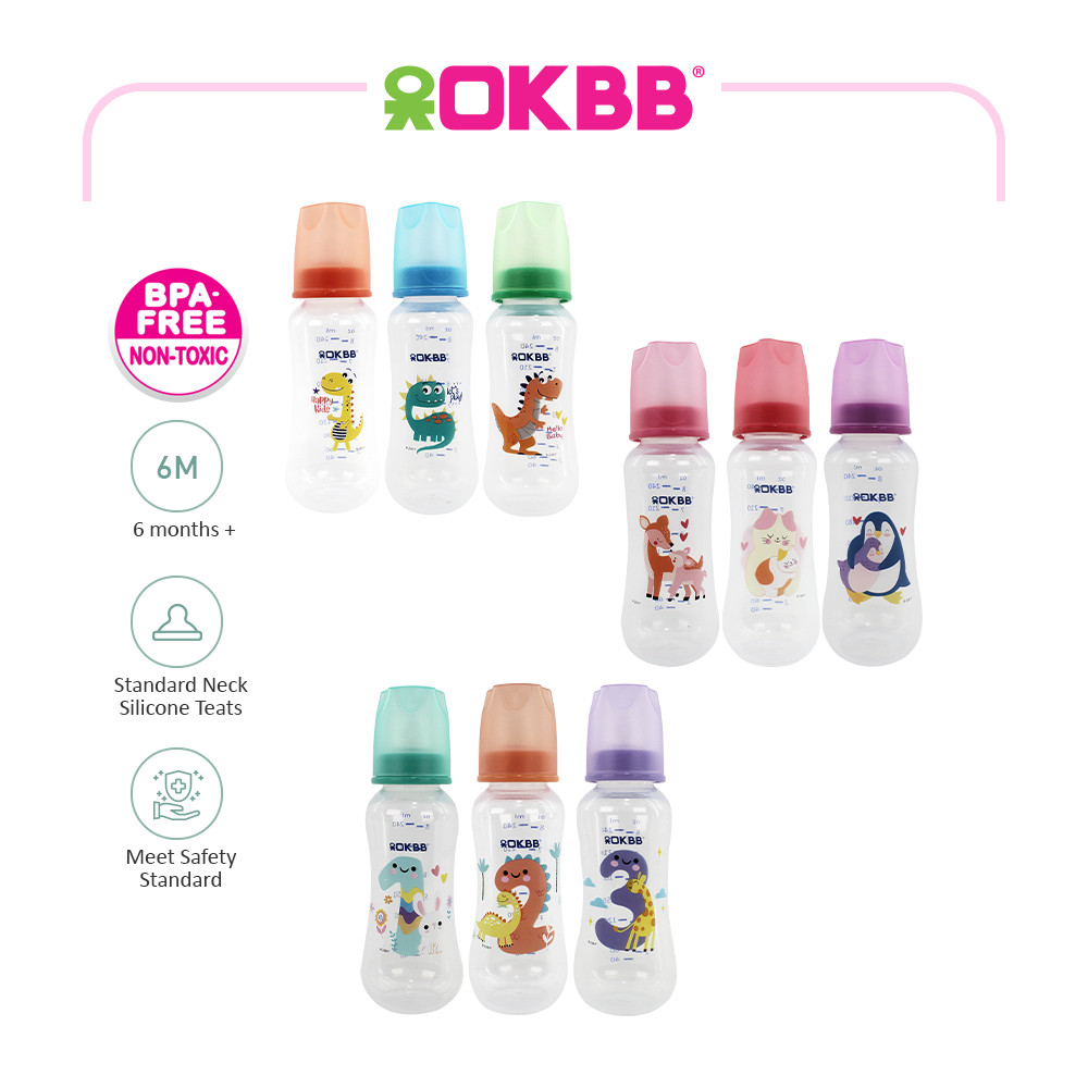 OKBB Triple Pack Feeding Bottle With Standard Neck Teats 3 x 8 Oz ...