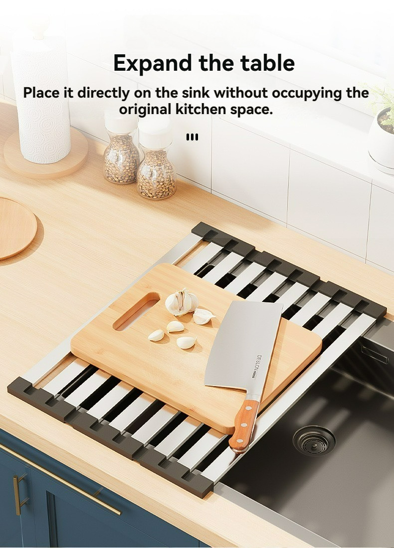 304 Stainless Steel Kitchen Sink Drain Rack Foldable Retractable Sink ...