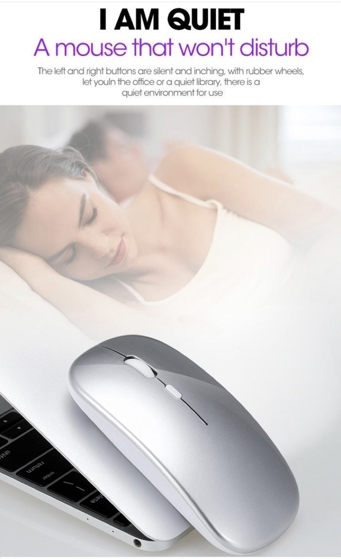 Rechargeable Slim Silent LED Wireless Mouse, 2.4G Optical Mobile Mouse ...