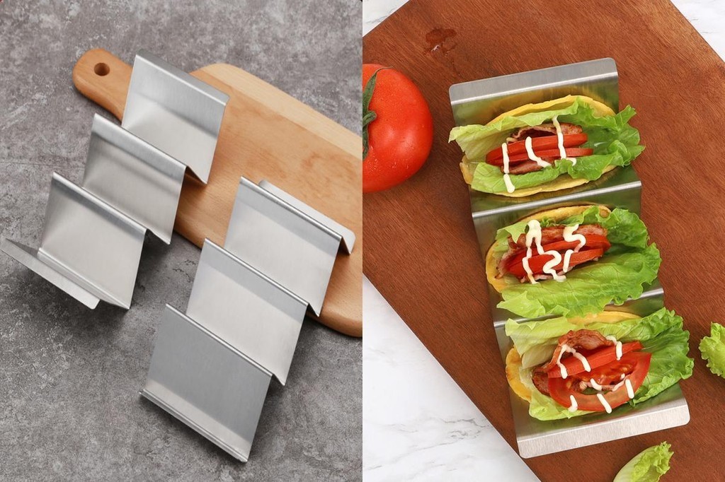 {halfa} Taco Serving Tray Triangular Taco Tray Stackable Stainless ...