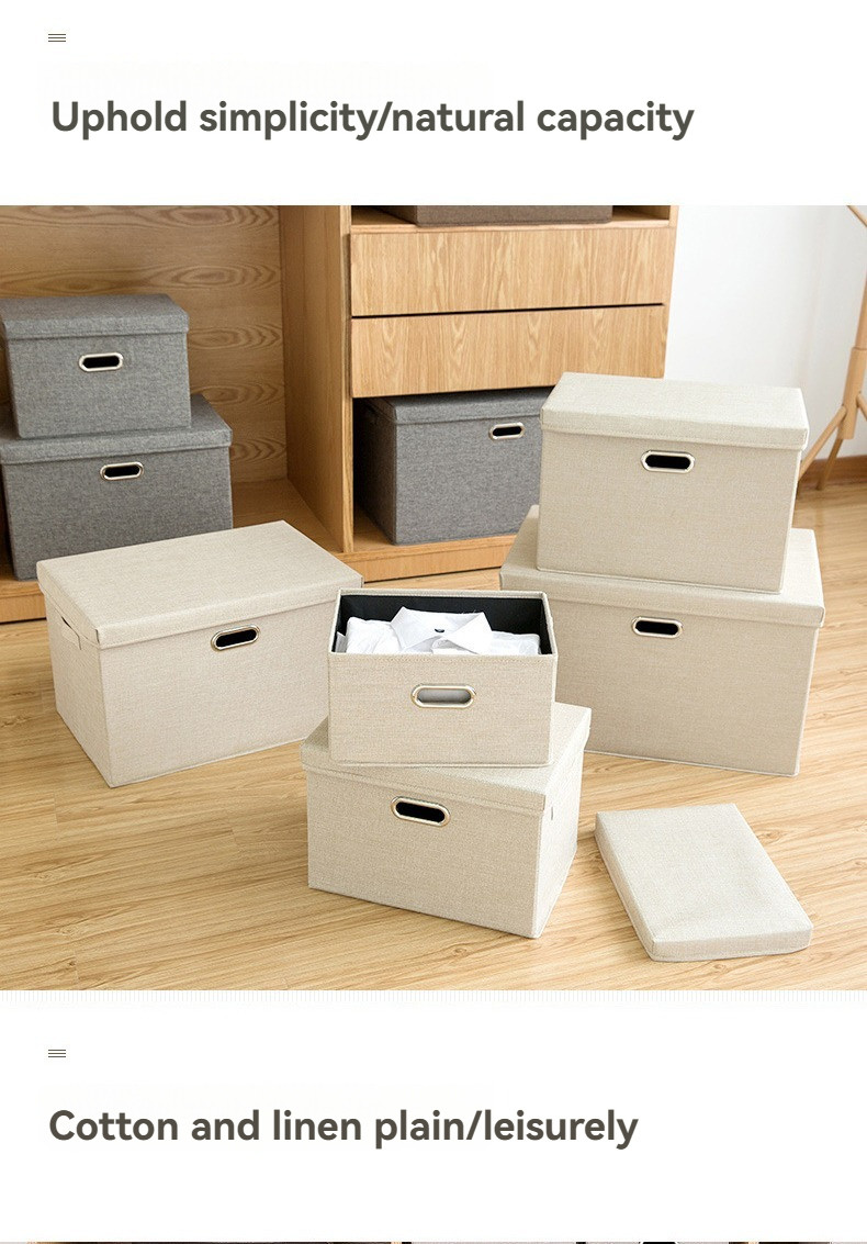 Clothes Storage Box Cotton Linen Fabric Storage Box Foldable Clothes ...