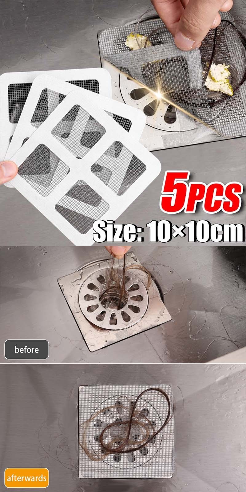 1-10PCS Disposable Floor Drain Sticker - Bathroom Hair Catcher ...