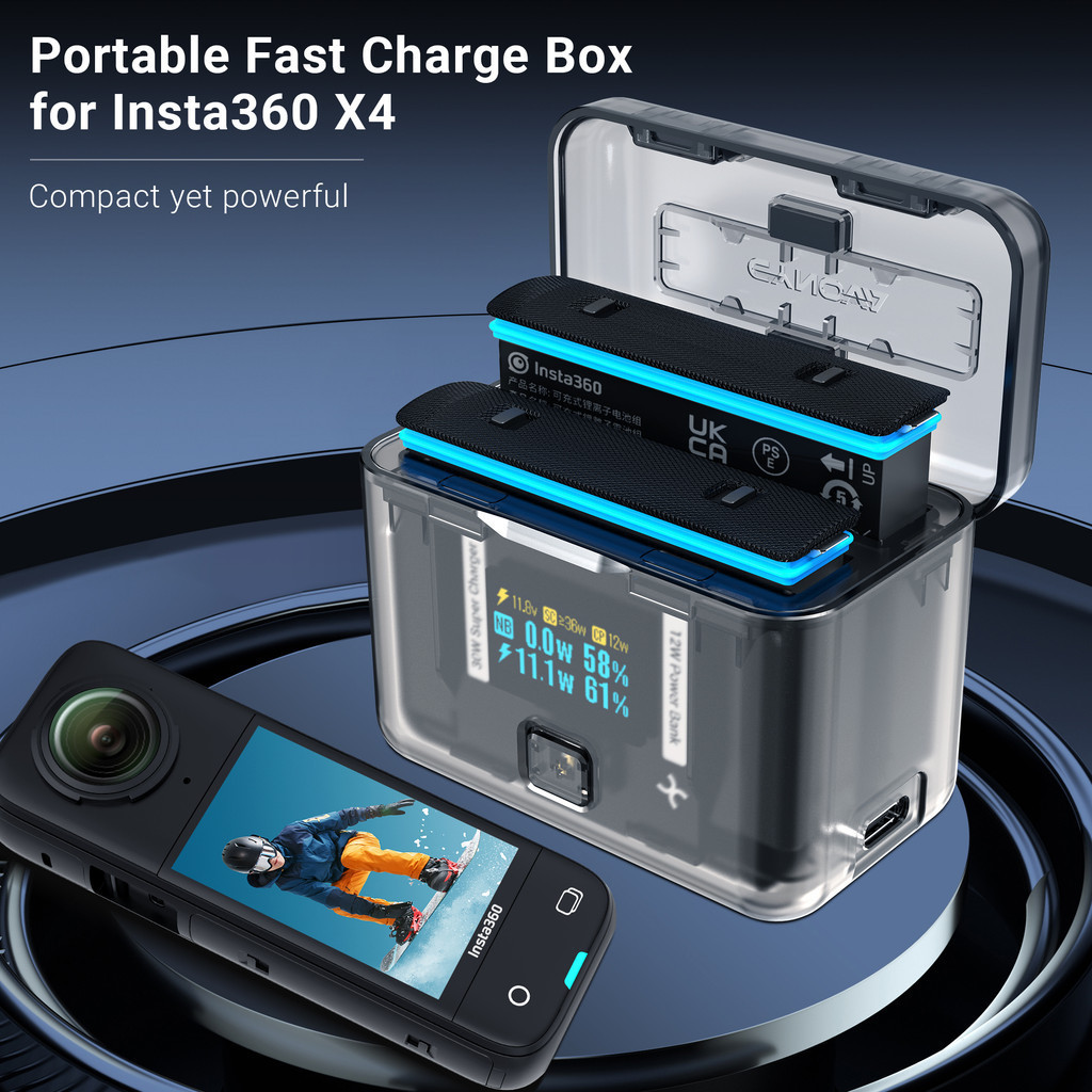 REYGEAK Batería De Litio Recargable Para Insta360 X4, 2 X 2500 MAh Baterías De Alto Rendimiento Con Cargador Para Insta360 X4 (Cargador + 2 Baterías - 2