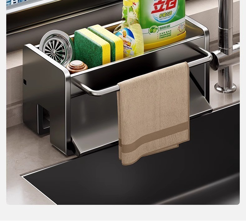 Multifunctional Carbon Steel Kitchen Rag Rack Drain Sponge Rack Sink ...