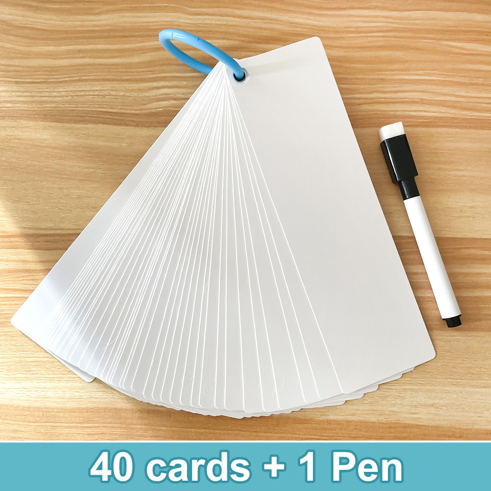 40Pcs Erasable Reusable DIY Blank Cards for Kids Puzzle Game Alphabet ...