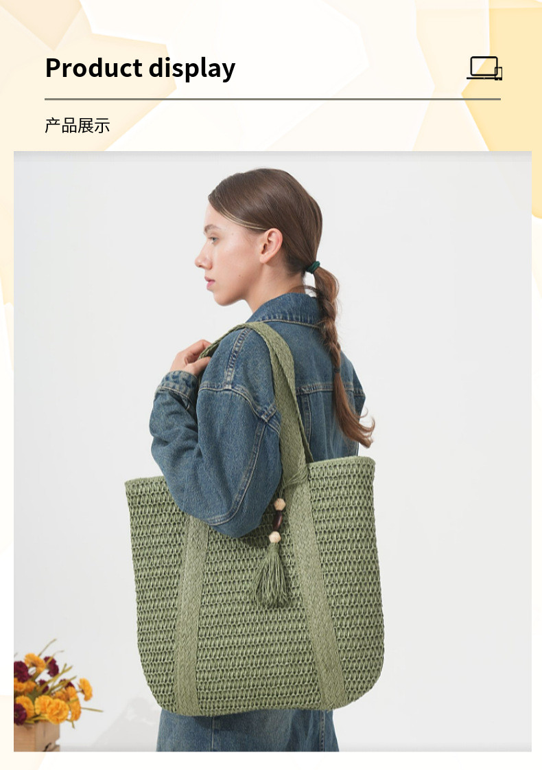 Classic Woven Straw Beach Bag - Large Boho Tote with Tassels for Women ...