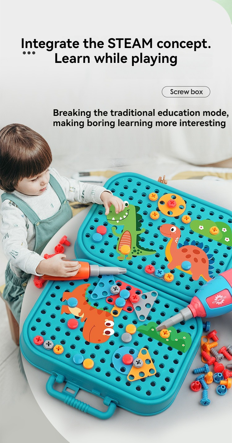 Kids DIY Electric Drill Tool Set Engineering Puzzle Toy with Screws ...