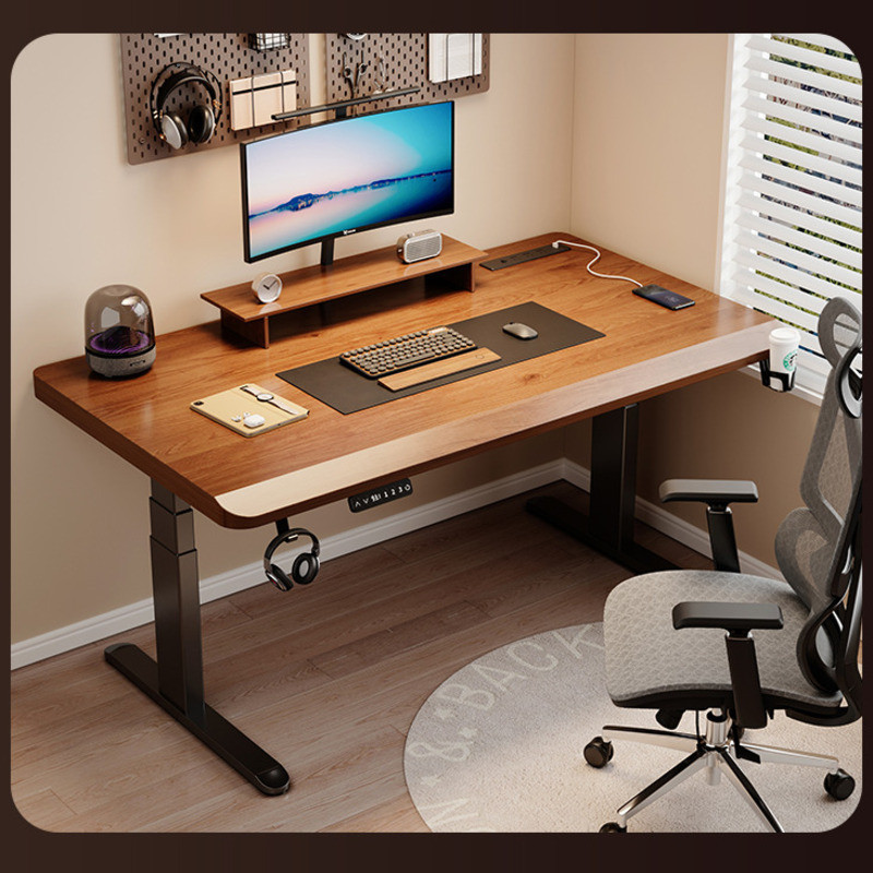 Solid Wood Electric Lift Table Computer Desk Study Desk Desk Home ...