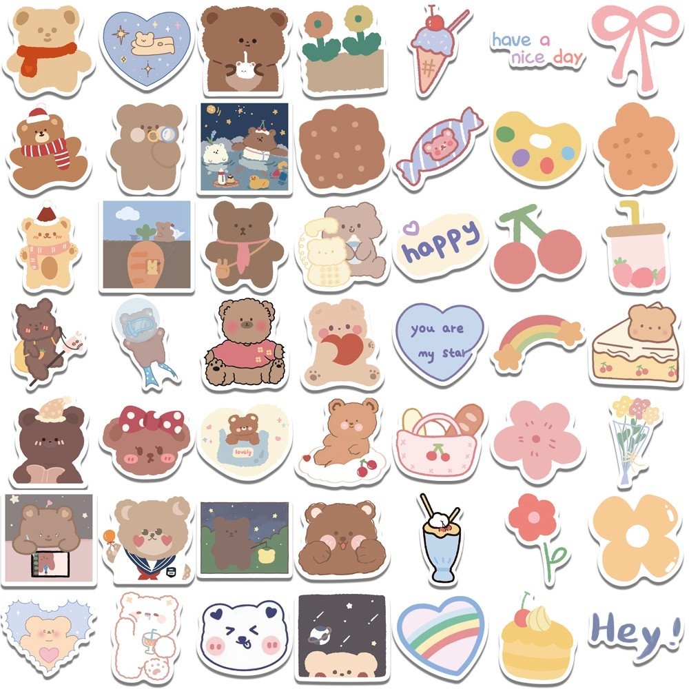 100pcs Cute Cartoon Korean Bear Stickers for Kids Scrapbooking,Lovely ...
