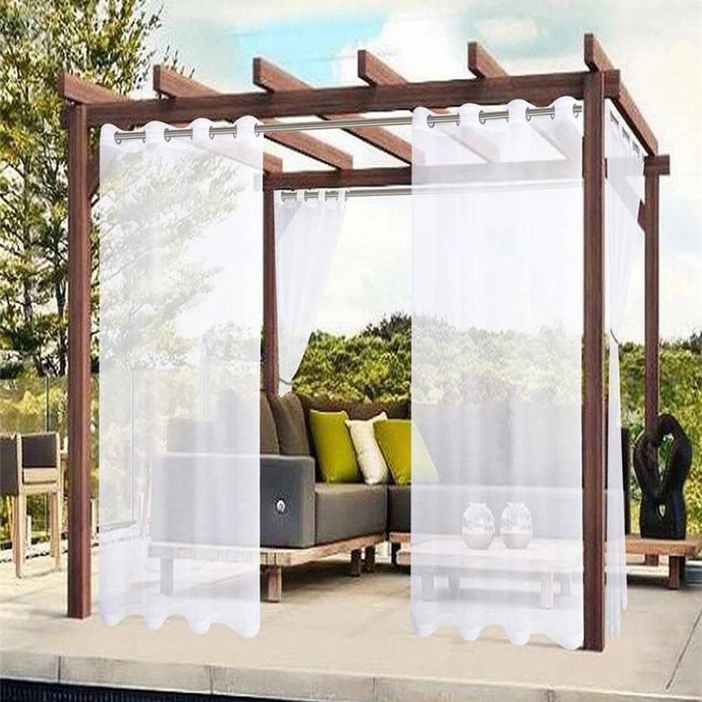 Rainproof Sheer Curtain Solid Color Outdoor Waterproof Curtain Window ...