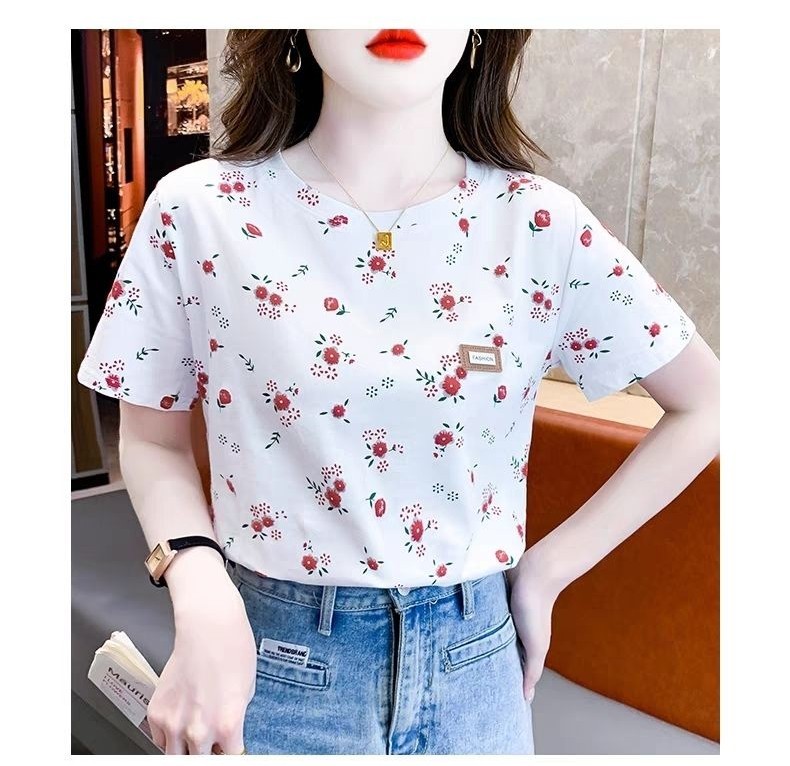 Korean Style Loose round Neck Short Sleeve T-shirt Women's Summer ...