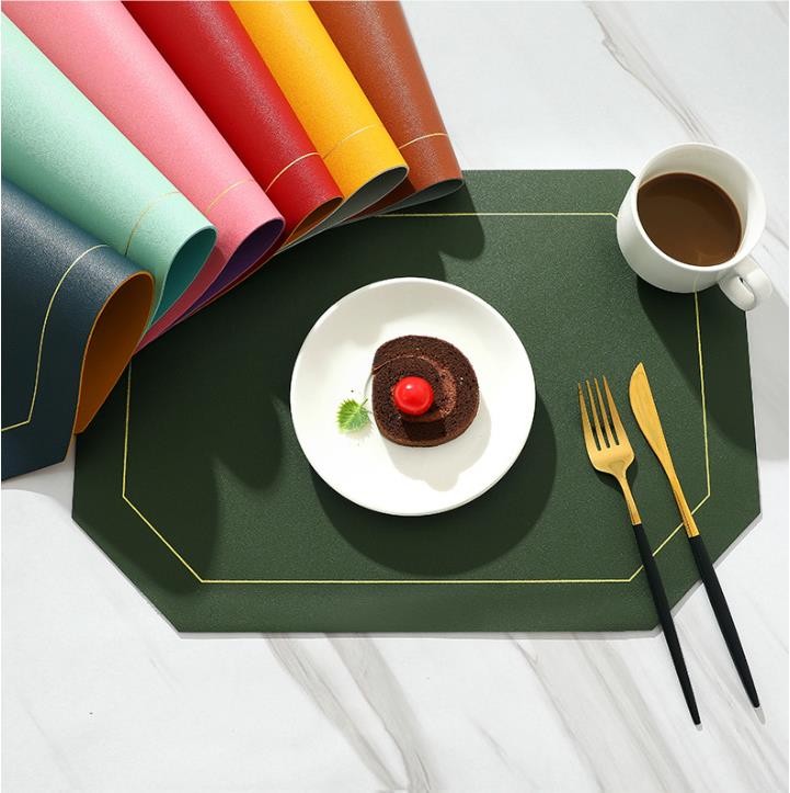 Nordic Western placemats Leather square large double-sided table mat ...