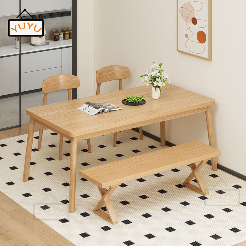 Dining table household solid wood small apartment dining table and ...