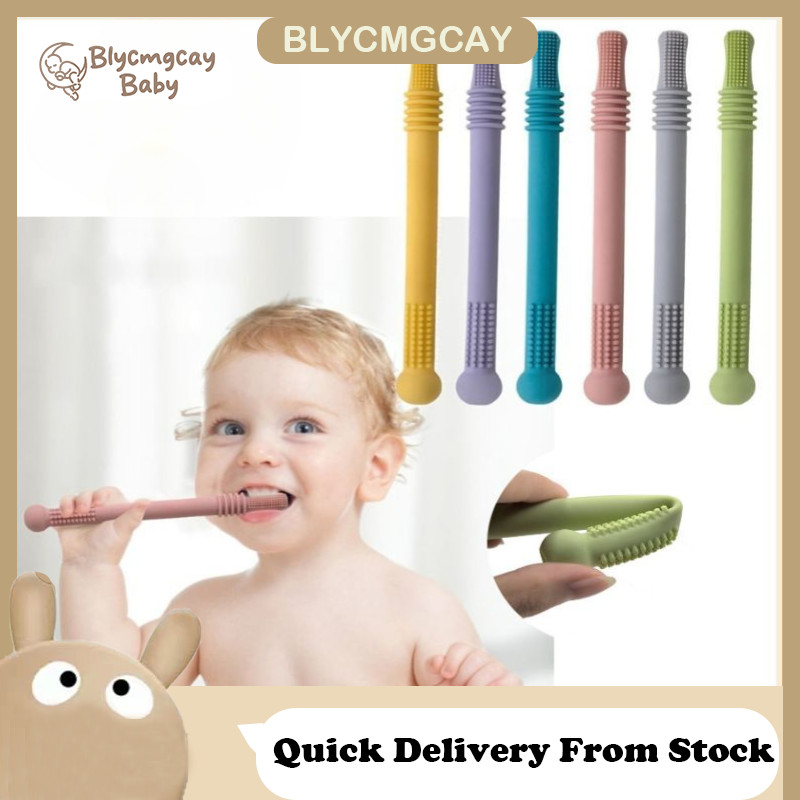 Baby Biter Chewable Safe Toy Silicone Molar Straw Teether Baby