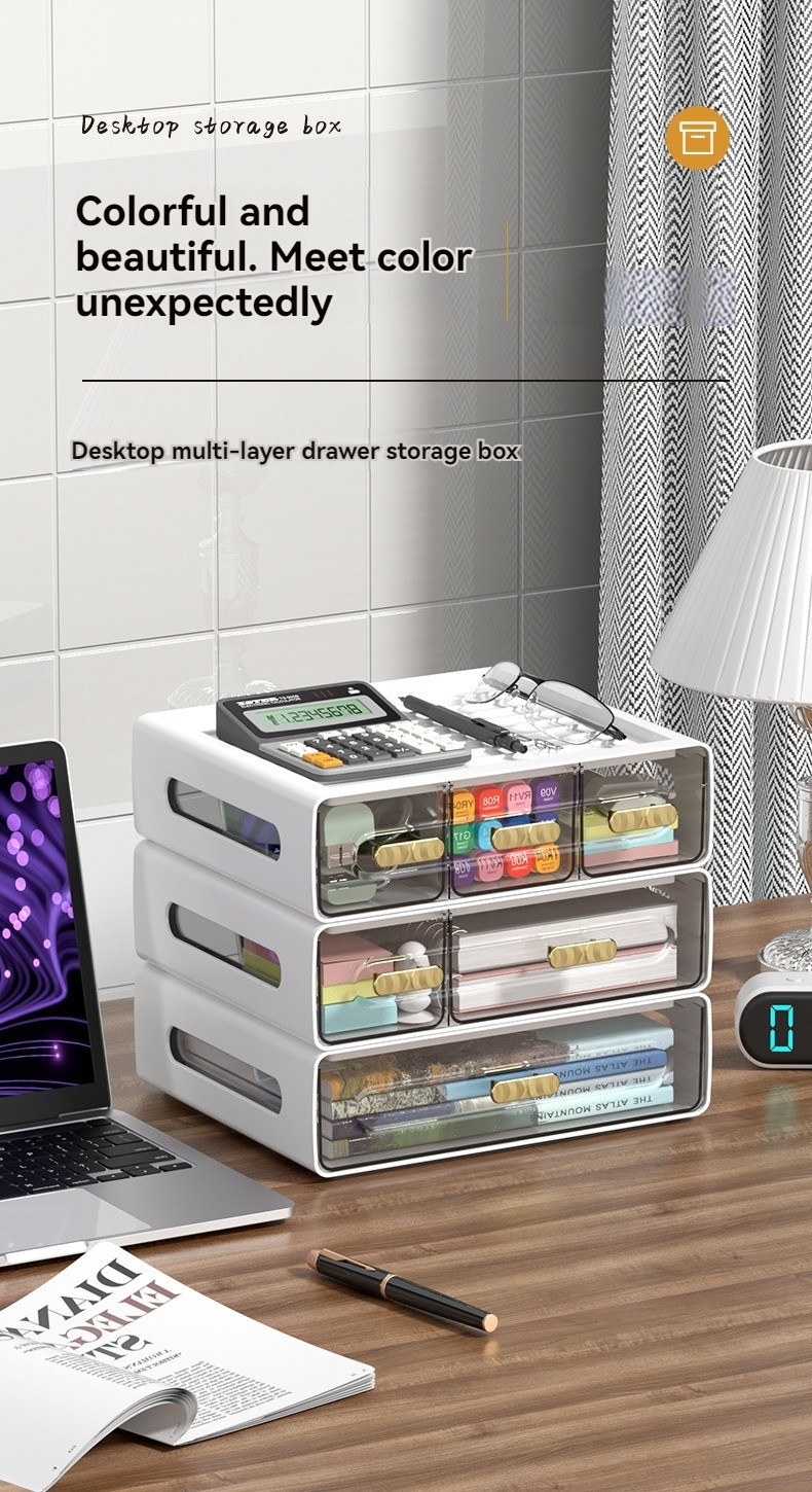Desktop Storage Box Tidy Box Multi-layer Stackable Drawer-style ...
