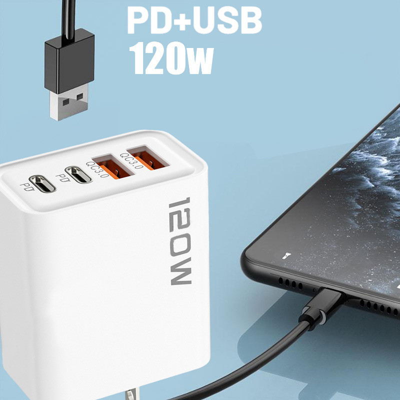 SLXC-120W Ultra Fast USB 3.0 Type C Charger - 4-IN-1 USB-A USB-C ...