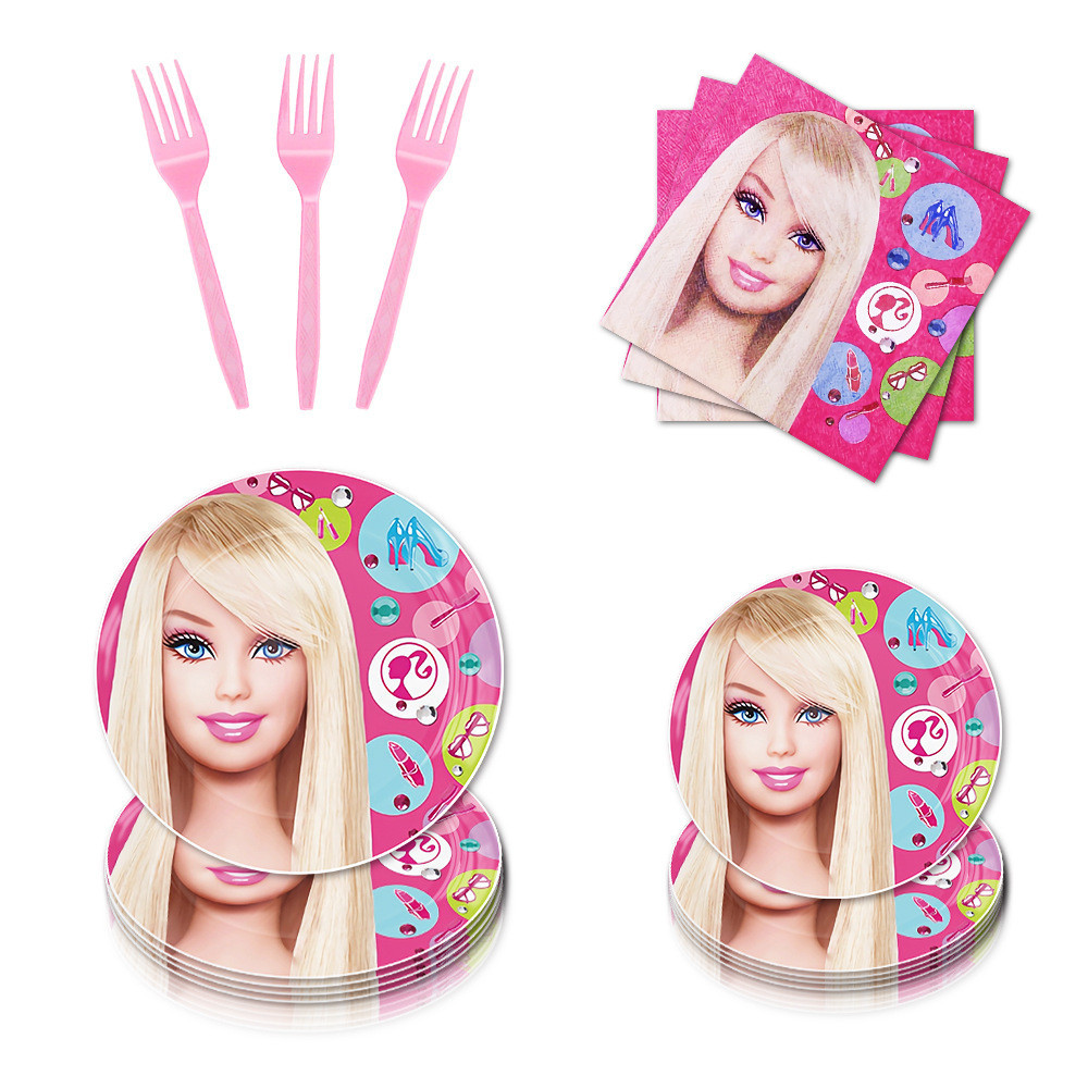 [SG Seller] Barbie doll Disposable Tableware Partyware Dinner set Cup ...