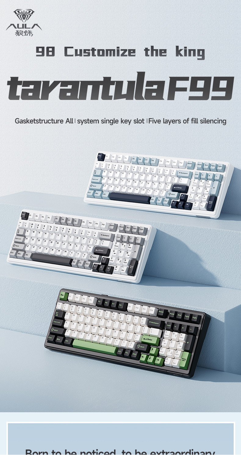 【Local Delivery】Aula F99 Mechanical Keyboard Gasket PBT Hot Swappable ...
