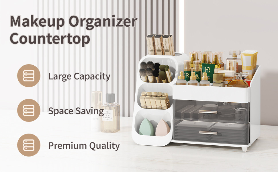 Leaf Cube Drawer Makeup Organizer for Vanity, Countertop Organizer with ...