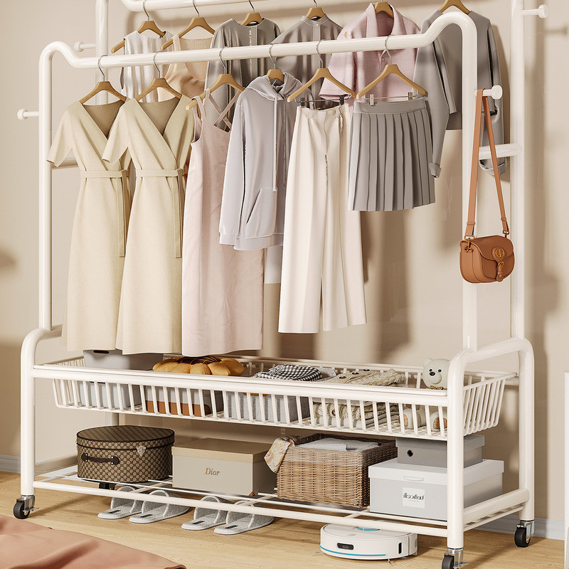 Home Bedroom Drying Floor Rack Clothes Rack Indoor Clothes Hanging Rack ...