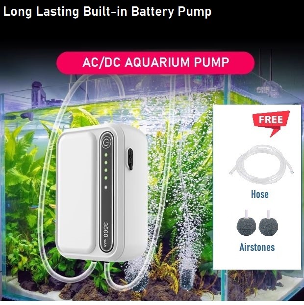 AC/DC Air Pump Pump Oxygen ACDC Akuarium Rechargable Battery Charging ...