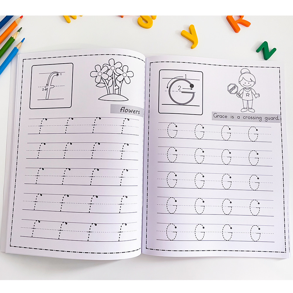 Kids Tracing Book Alphabet Number Set Handwriting Practice Workbook ABC ...