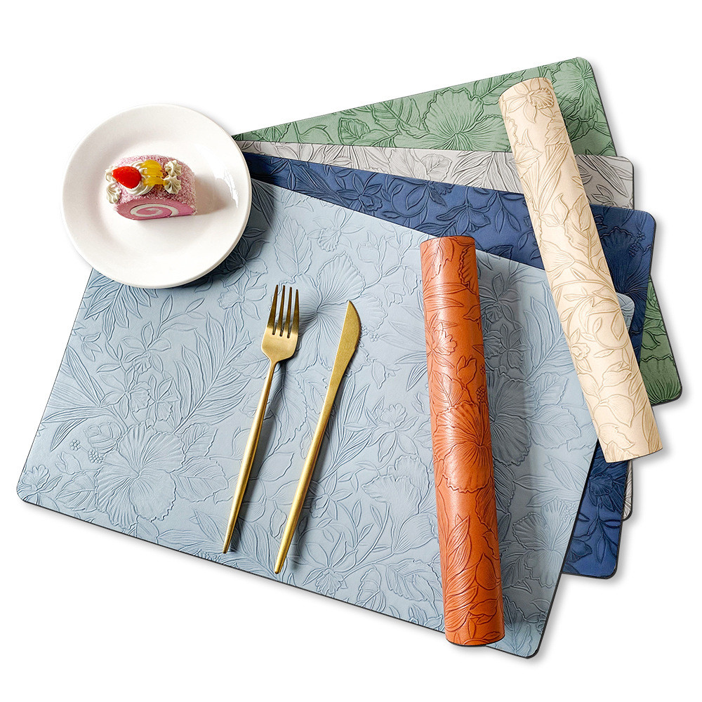 Carved Western style mat Nordic leather dining mat double-sided square ...