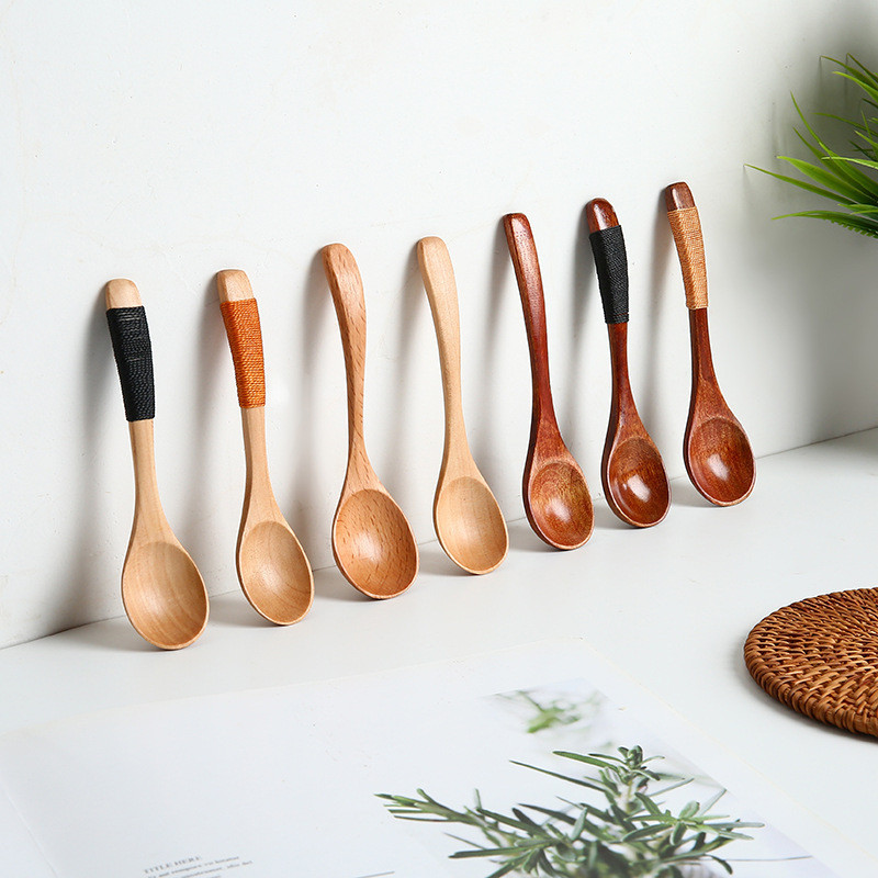 Natural wooden honey spoon Jam coffee dessert spoons Children's ...