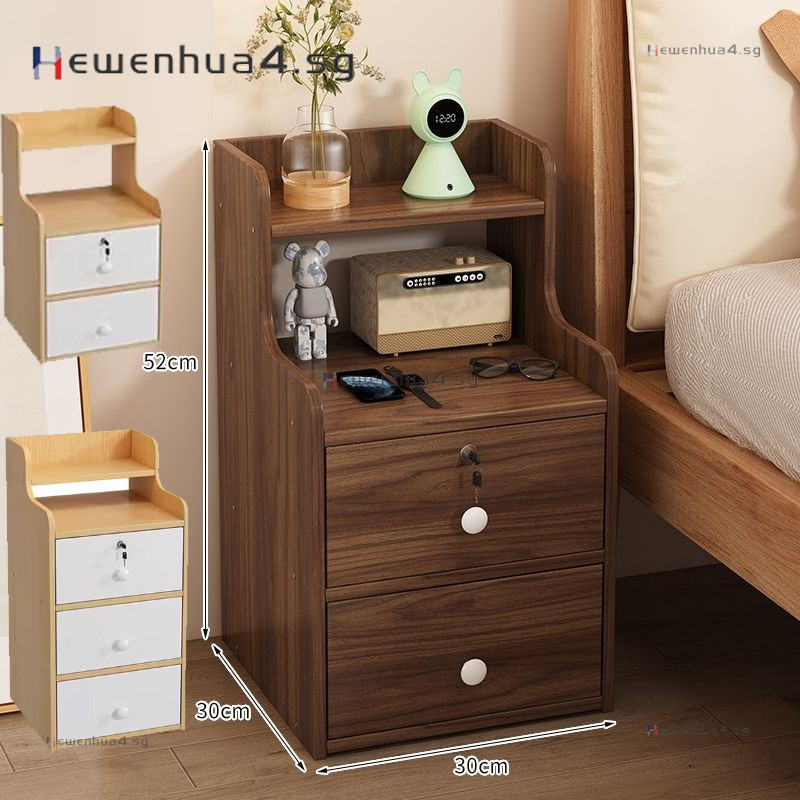 Bedside Table Minimalist Modern With Lock Cabinet Small Storage Rack ...