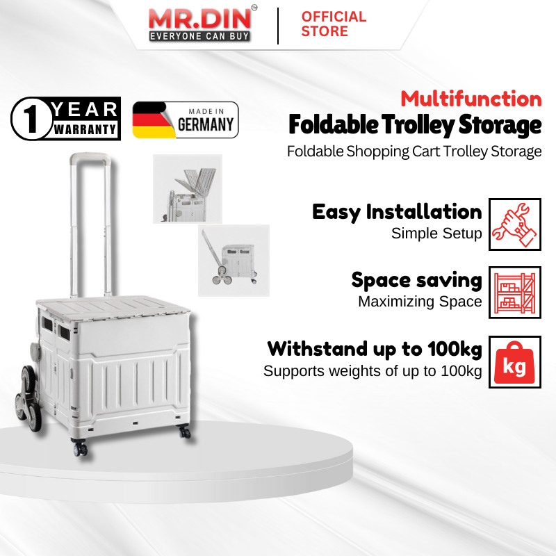 80L Foldable Shopping Cart Trolley Storage Easy Carry Compact Stair ...