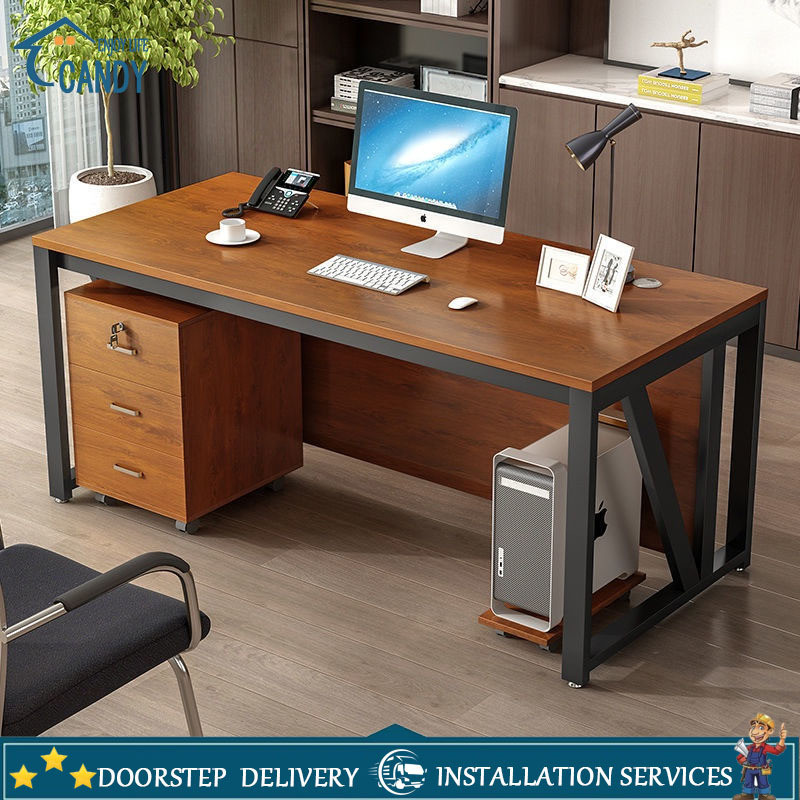 Computer table With Storage Simple Solid Wood Office Study Desk Gaming ...