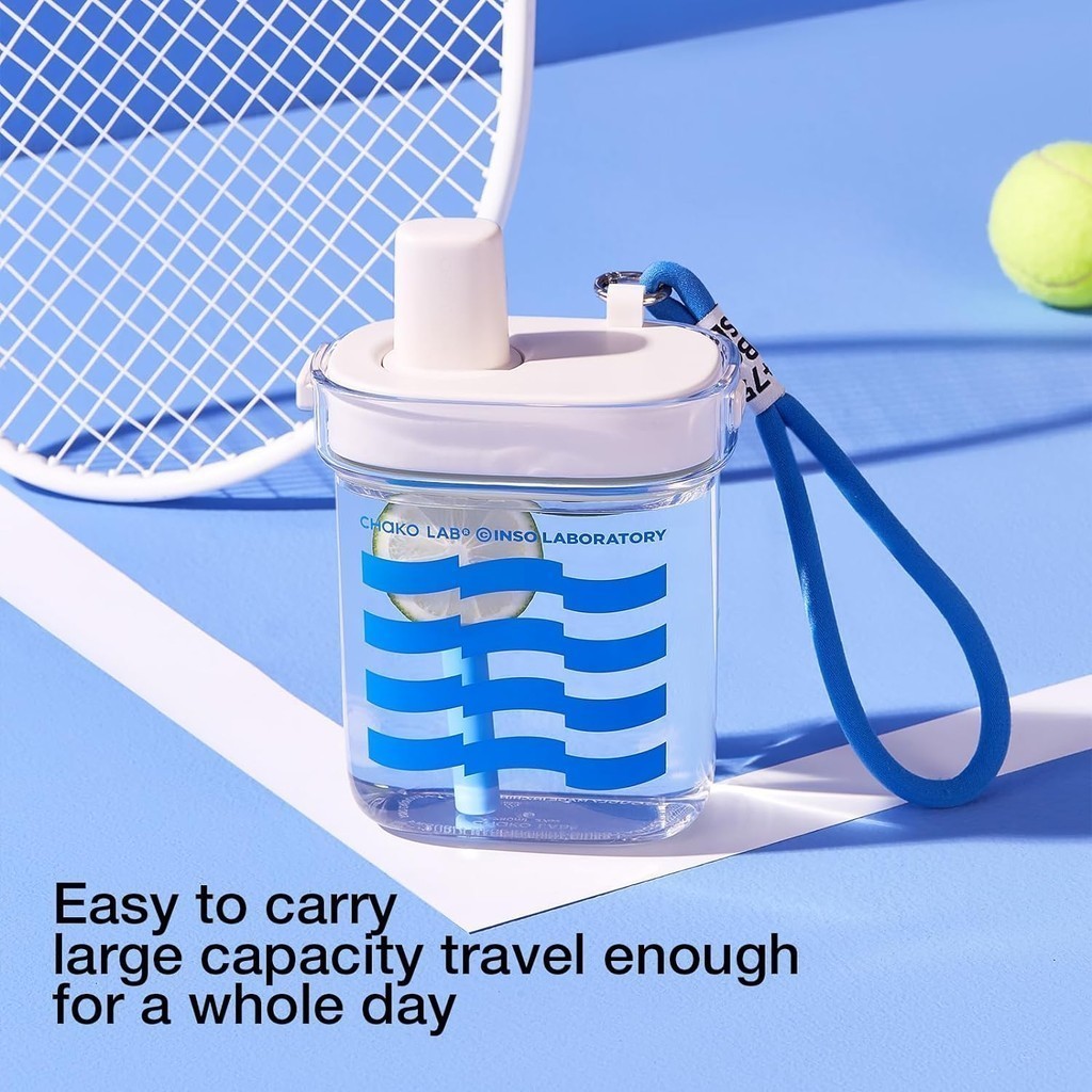 CHAKO LAB Portable Flat Water Bottle (24 OZ,700ml) With Straw,BPA - View #8