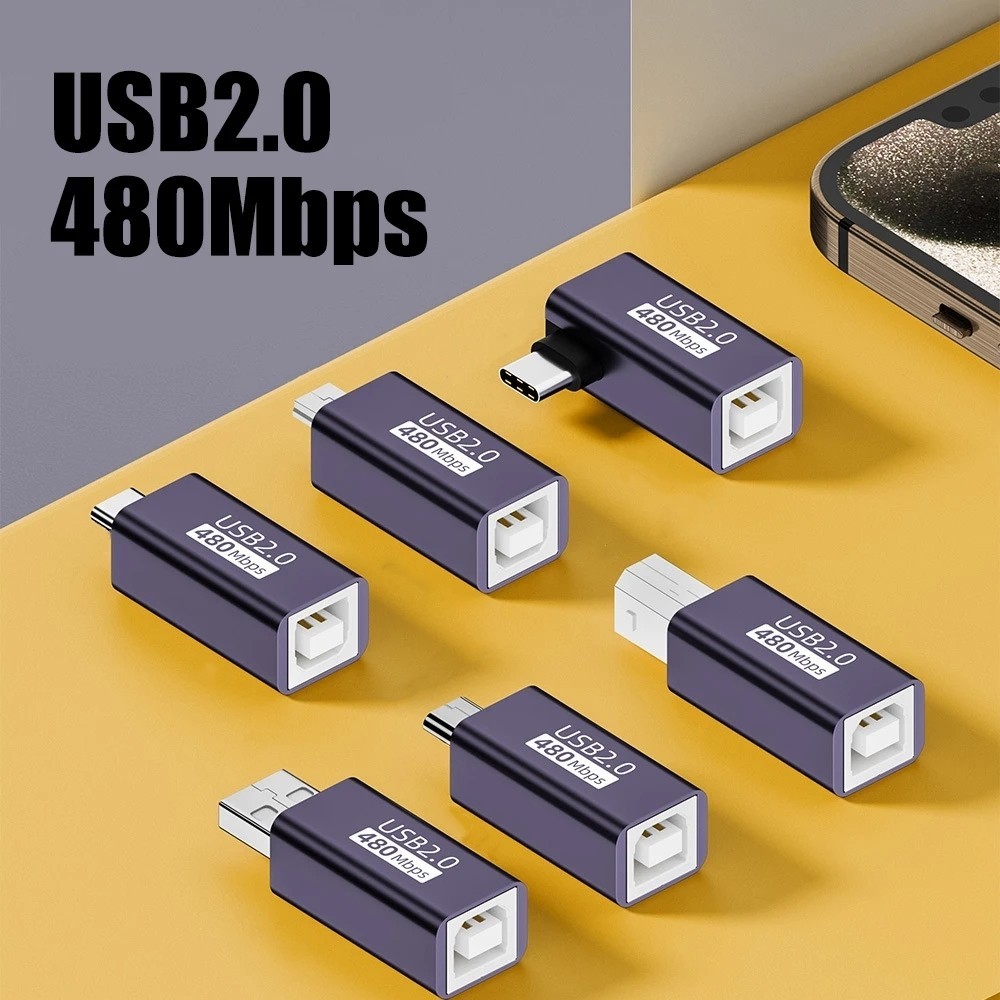 480Mbps Charging Adapter Type-C/Micro USB 2.0 to USB-B Cable Converter ...