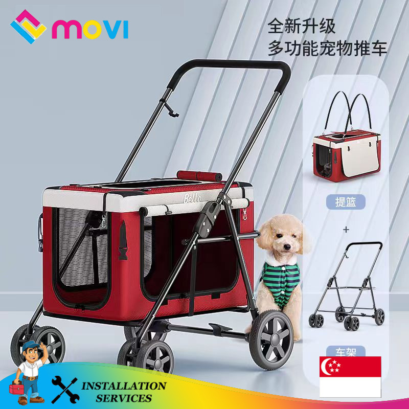 2 Layers Pet Cat Stroller Carriage Double Dog Pram Travel Carrier, 4 Wheel Pet Stroller Pushchair Lightweight Pet Strollers For Dogs And Cats, Great