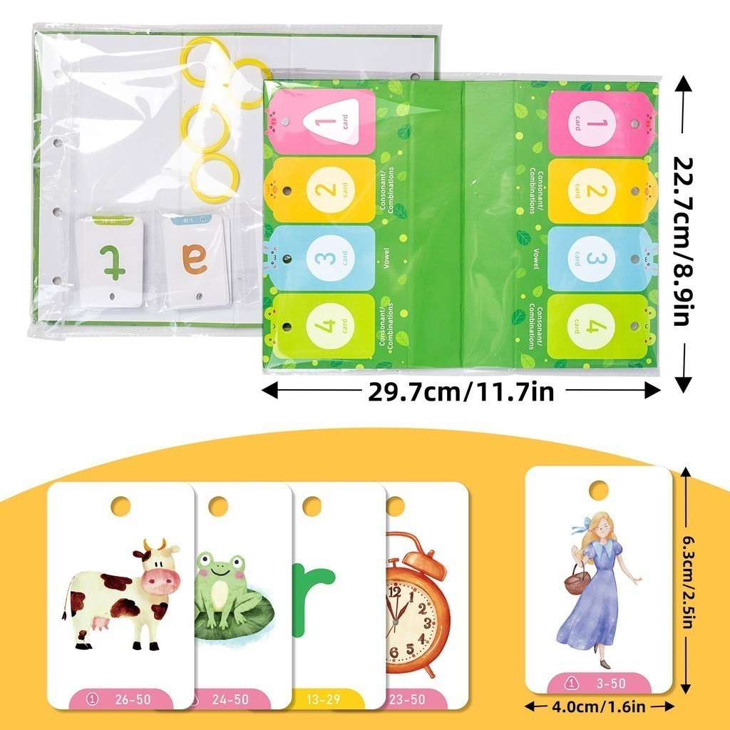 129Pcs Phonics English Flash Card CVC Words Vowel Consonant Desk ...
