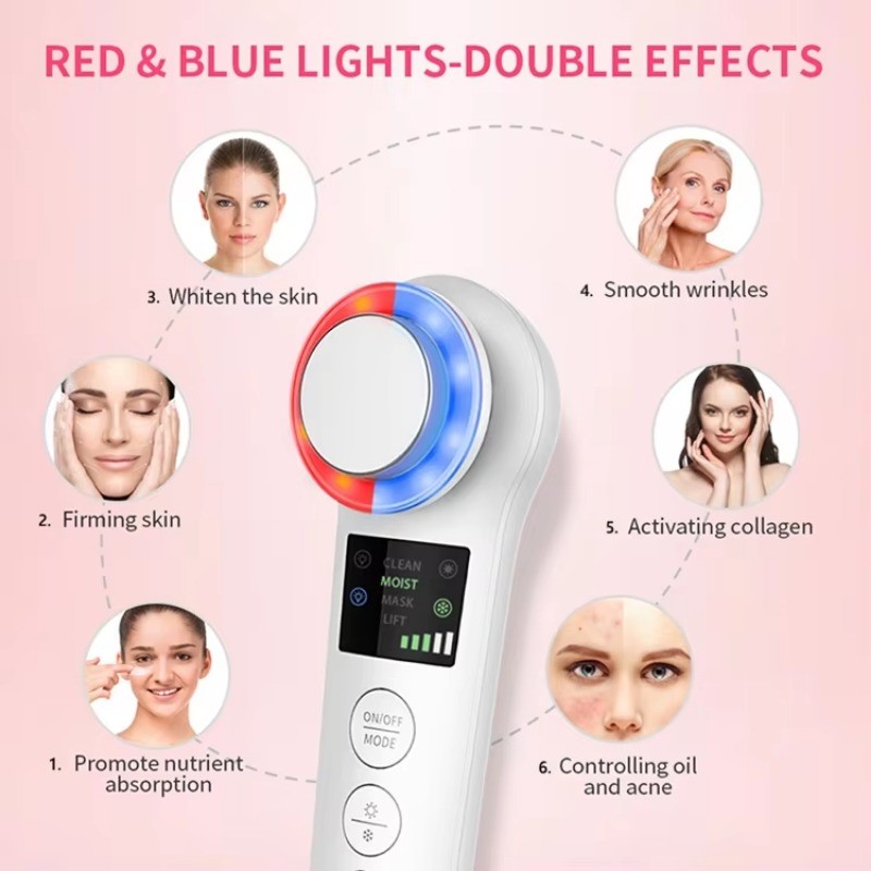RF Machine 4 In 1 EMS Facial Massager Ultrasonic Hot&Cold LED Red Blue ...