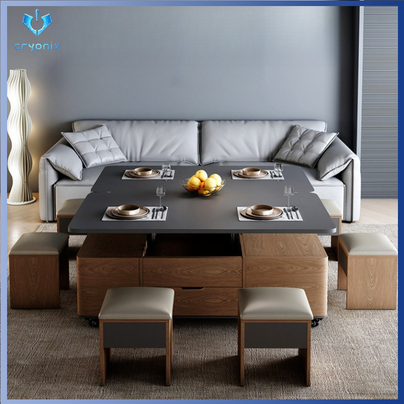 Solid Wood Dual-purpose Coffee Table Elevated Tea Table Internal Large ...