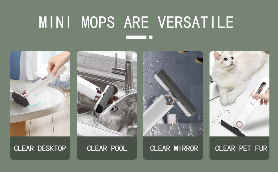 【SG STOCK】Mini Cleaning Mop Portable Mini Sponge Mop Wet and Dry Use ...