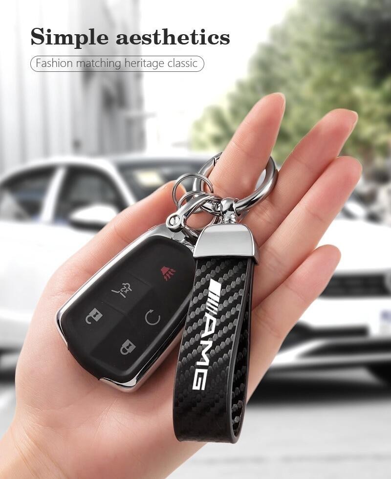 ZR For Carbon Fiber Leather Car Keychain Zinc Alloy Key Ring For ...
