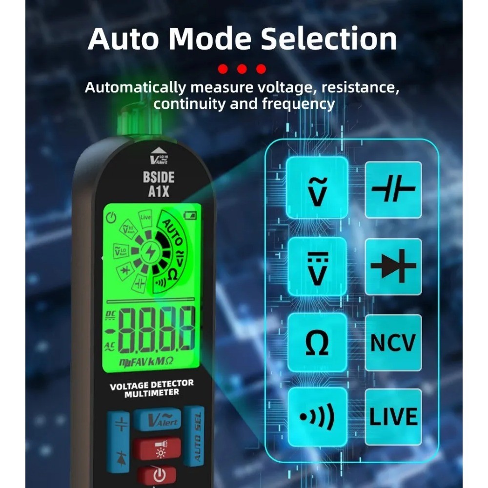 BSIDE A1 Smart Digital Multimeter Electrical Tester Pocket Voltage ...